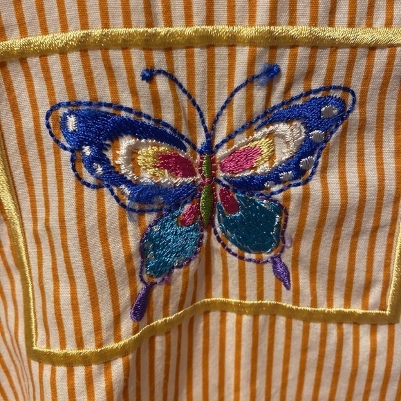 C Quacker Factory short sleeve button front orange stripe plus size shirt 1X - Picture 2 of 5